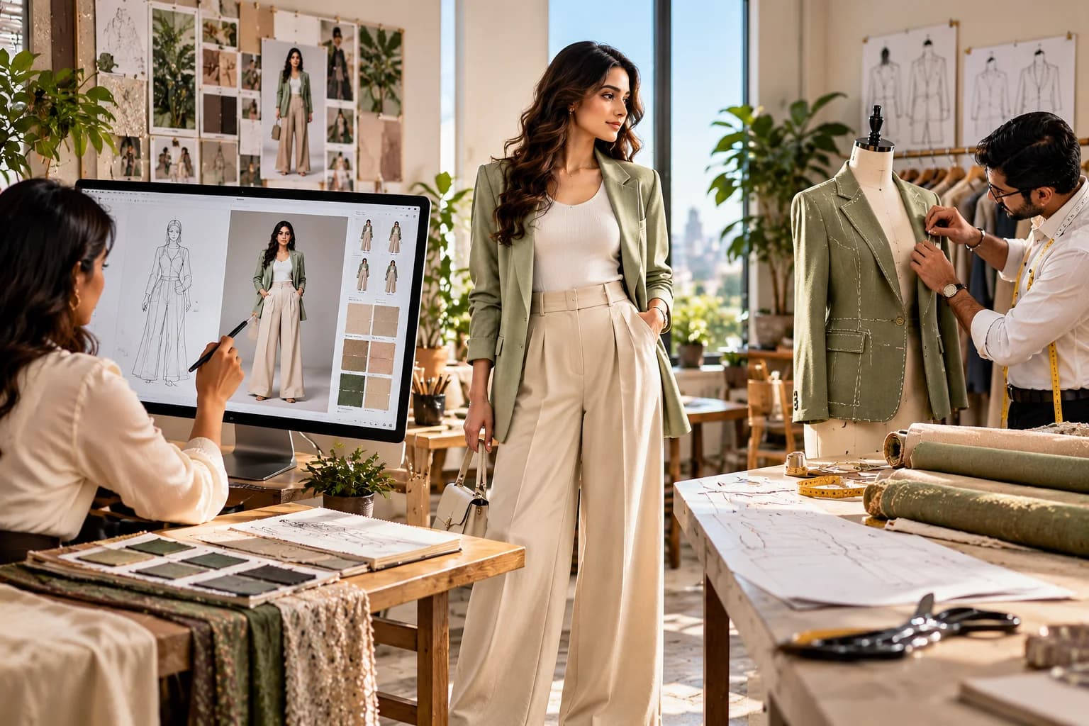 AI fashion design workflow showing outfit visualization and tailoring preparation