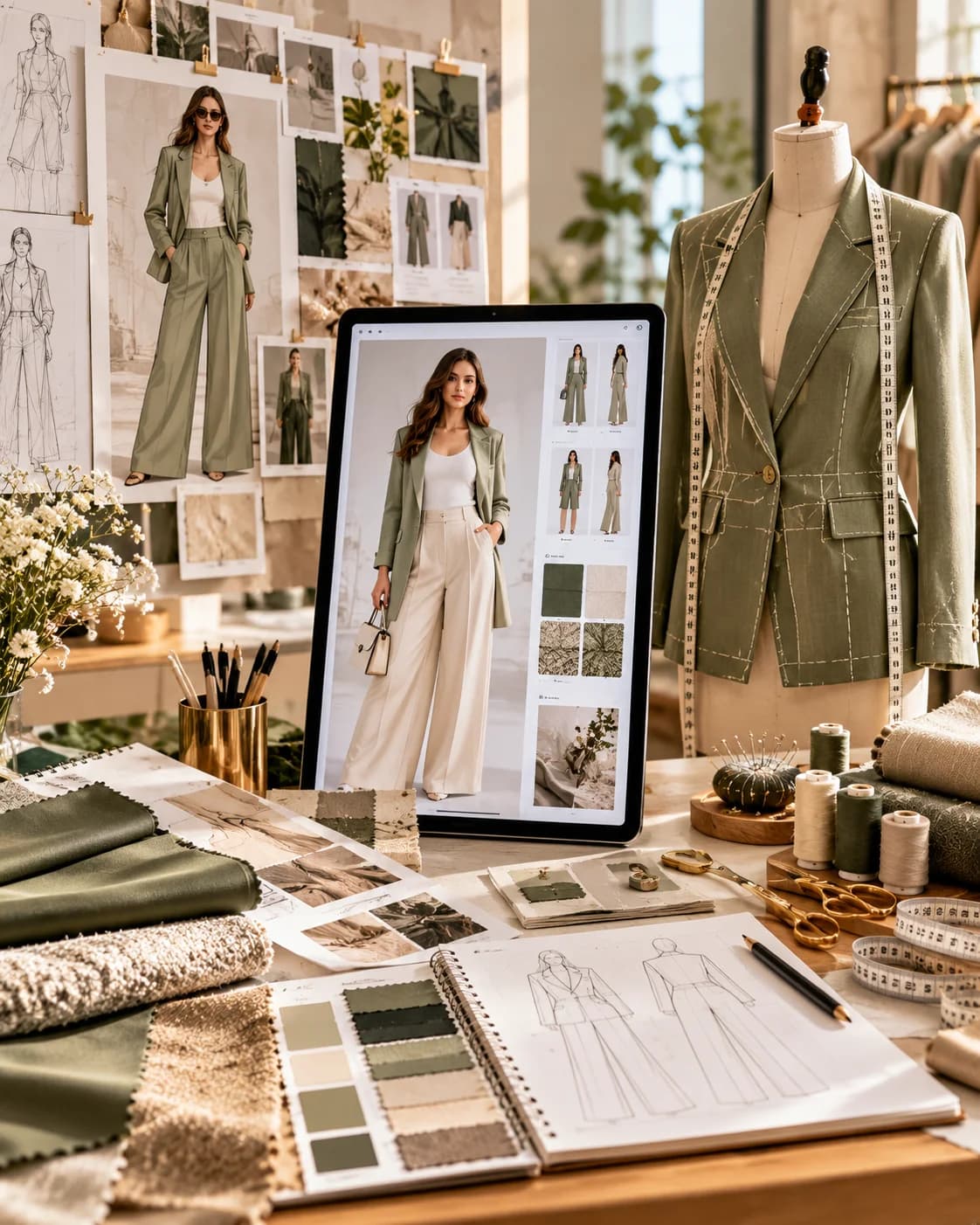 Fashion workflow from AI outfit concept and virtual visualization toward tailoring preparation