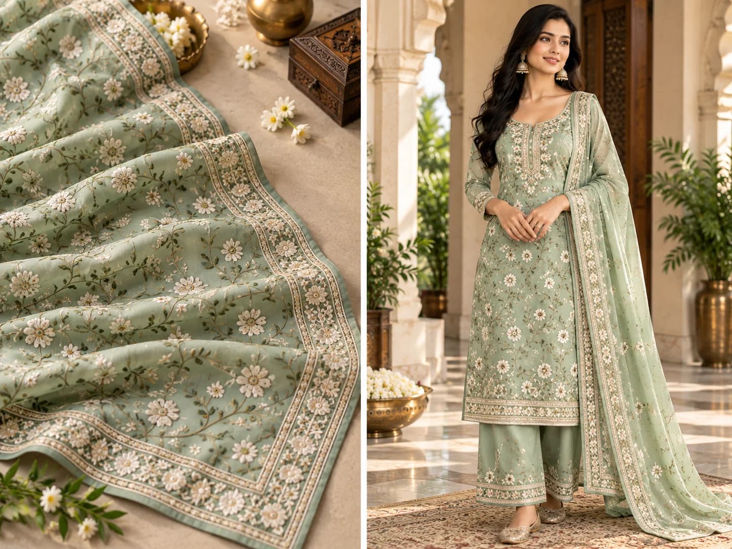 Fabric transformed into an Indian outfit concept with AI